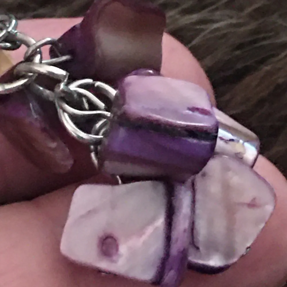 Purple tone painted shell ear wire earrings